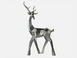 3D LowPoly Deer Statue 3D model