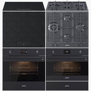 3D Smeg collection of appliancesset set 4 model