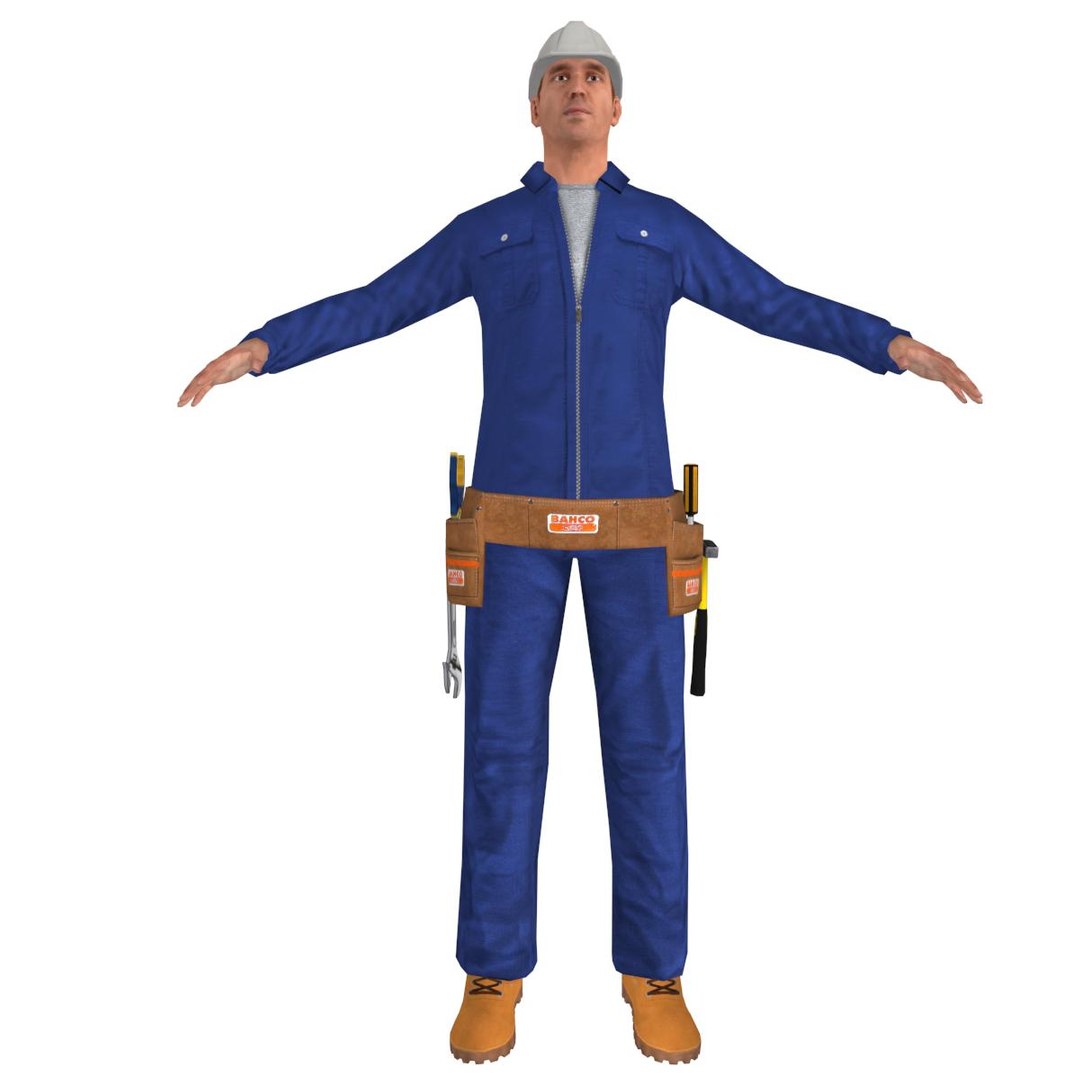 3d Model Rigged Worker Biped Man