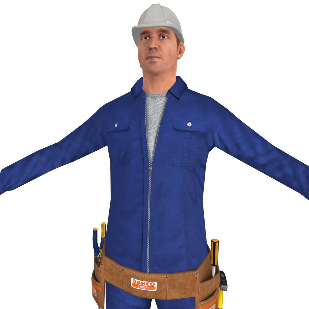 3d Model Rigged Worker Biped Man