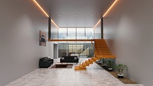 3D Living Room Plus Kitchen Interior Design By Nikdox