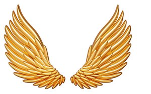 3D 3d realistic detailed golden angel wings
