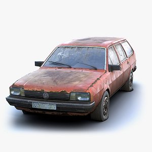 low-poly rusty volkswagen 3D model
