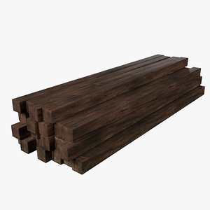 3D Stack of Aged Wooden Planks