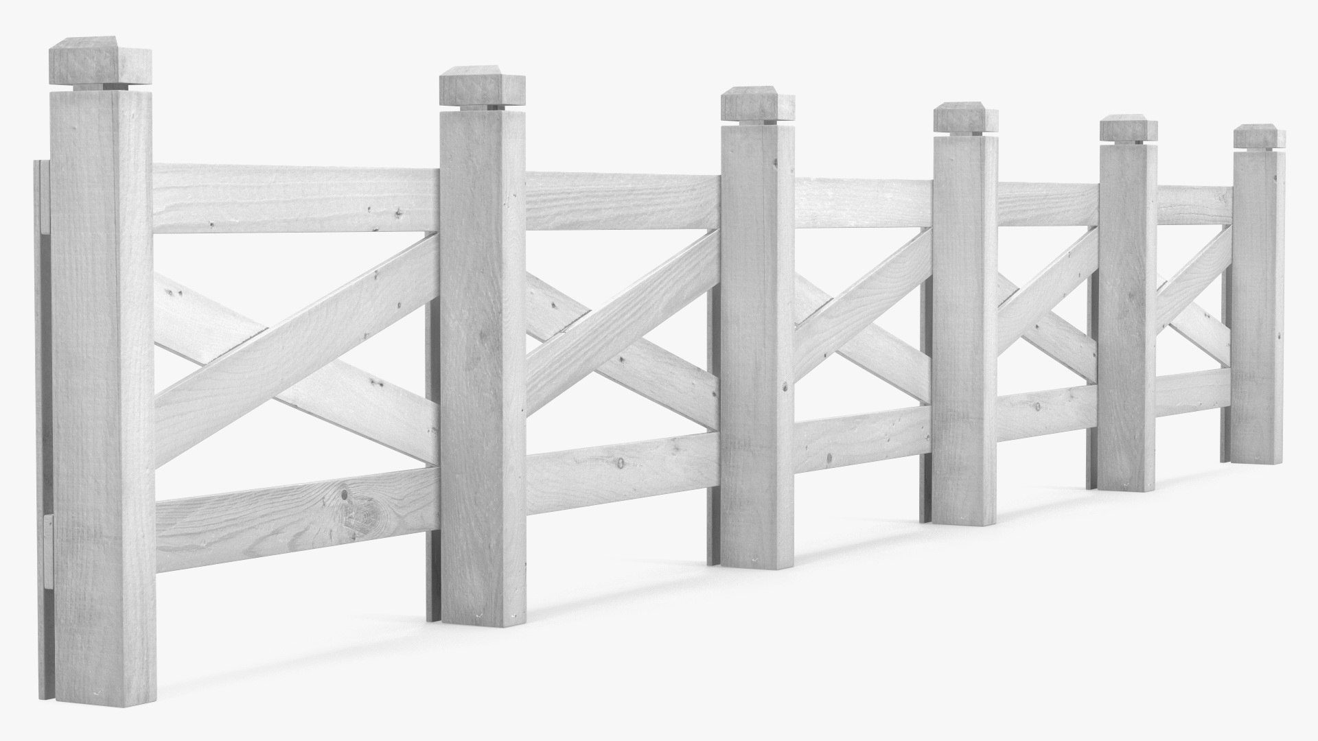 Ranch Fence White 3D model preview