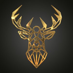 3D Linear deer pendant model