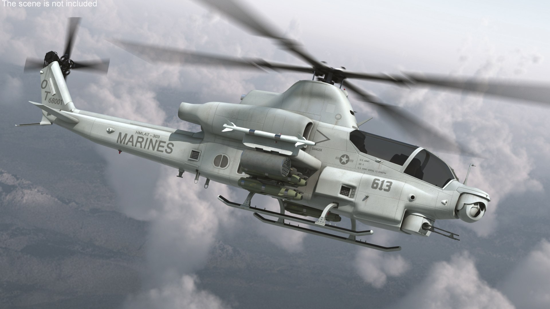 Bell AH-1Z Lethal Combat Helicopter Rigged for Maya 3D model preview