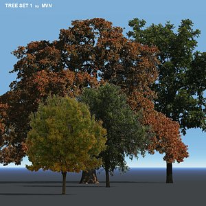 set trees 3d obj