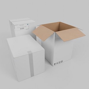 White Cardboard Box R-446 - Rigged and Customizable