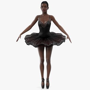 3D dark skinned black ballerina model
