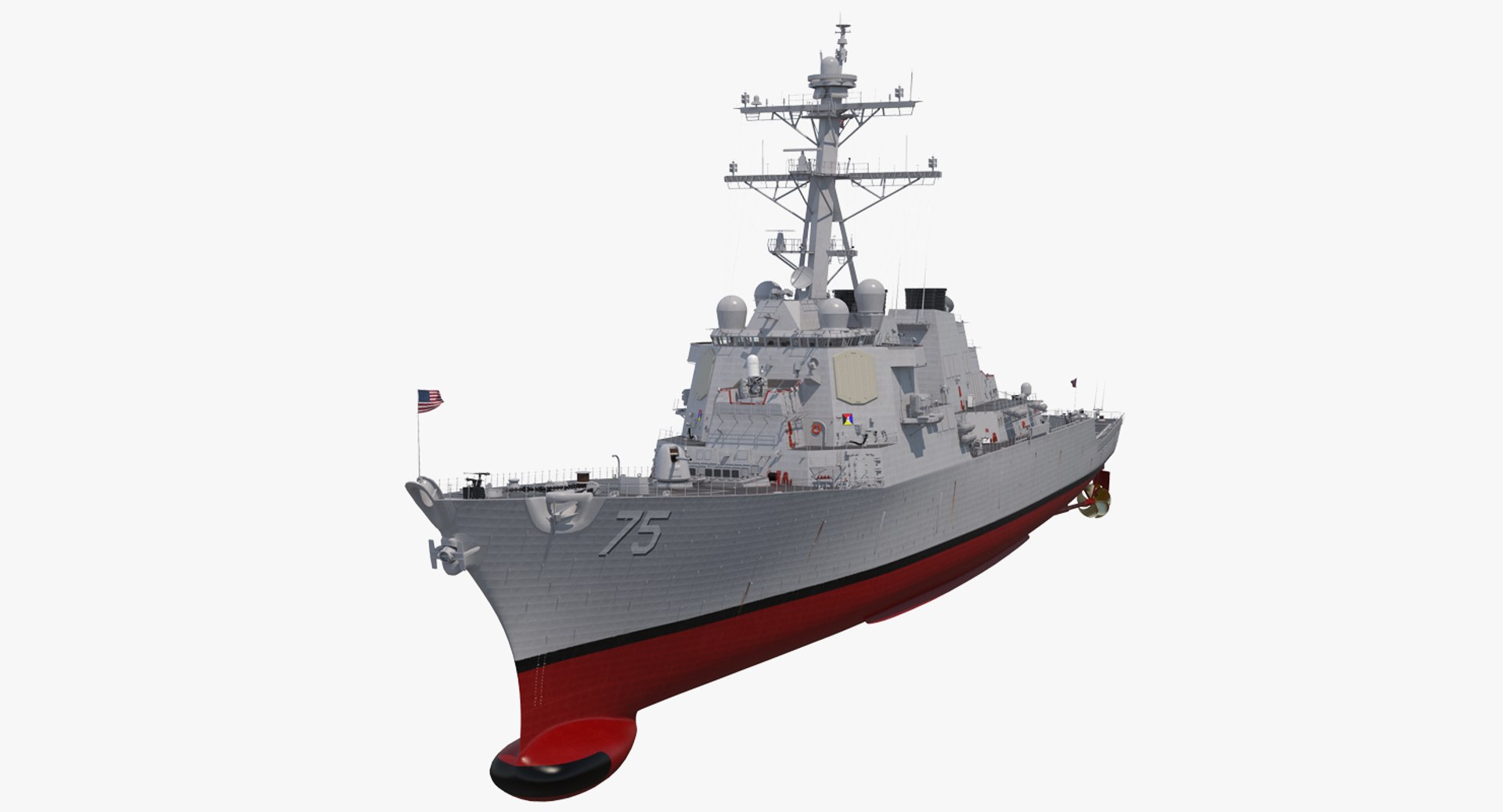 Arleigh Burke Destroyer Donald Cook DDG-75 Rigged 3D Model 3D model preview