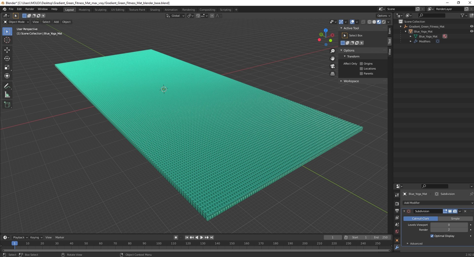 3D Gradient Green Fitness Mat - TurboSquid 2141588