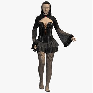 female gothic outfit with texture 3D model