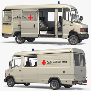 3D Mercedes Benz T2 507D Medical Transport Van Rigged for Cinema 4D model