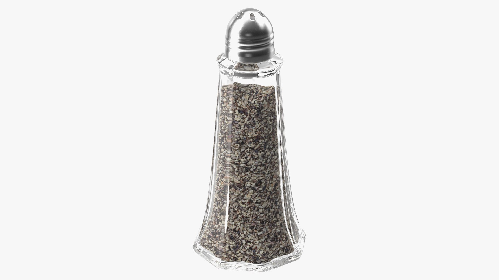 Tall Glass Body Pepper Shaker 3D model preview