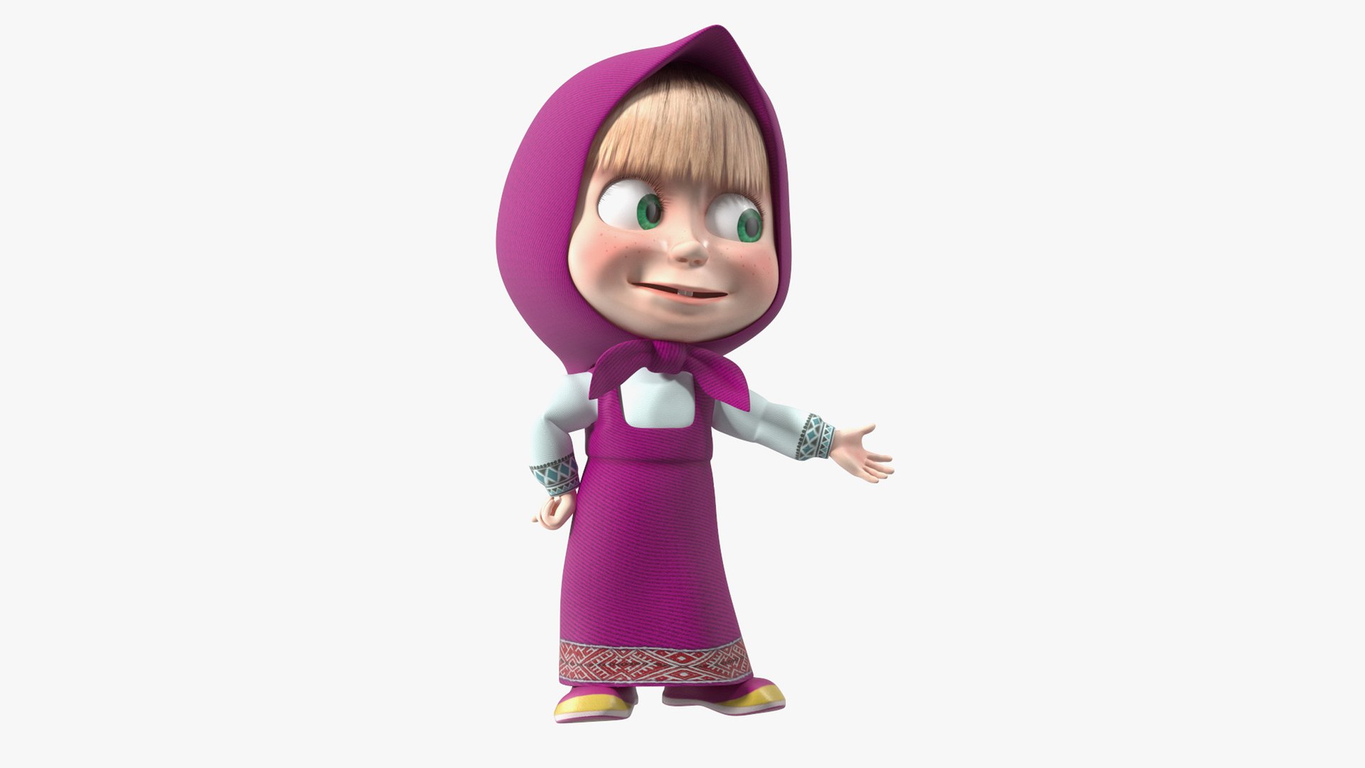 Cartoon Character Masha Rigged for Maya 3D model preview