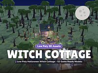 Low Poly Halloween Witch Cottage - 52 Game Ready Models