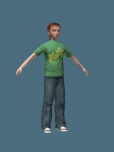 12 year old child girl 3d model
