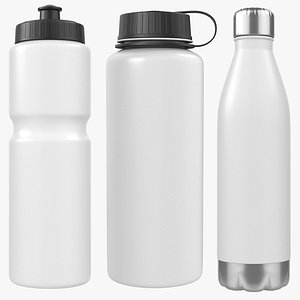 3 Water Bottles Collection PBR model