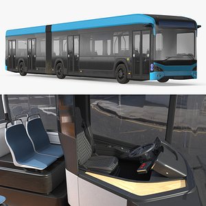3D Modern Urban  Low Floor Articulated Bus Rigged model