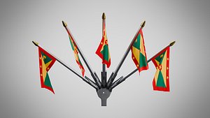 Wall Mount Flags 5 Of Grenada 3D model
