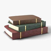 Stack of 3 Old Leather Bound Books - Library Prop