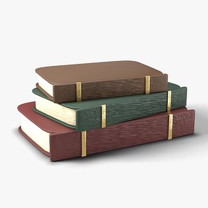 Stack of 3 Old Leather Bound Books - Library Prop