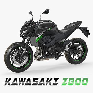 Kawasaki Z800 2016 Green 3D Model
