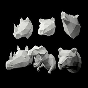 Low Poly Animal Head SET 1
