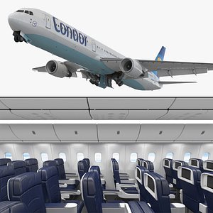 3D model Condor Flugdienst Boeing 767-400 with Cabin and Doors Rigged