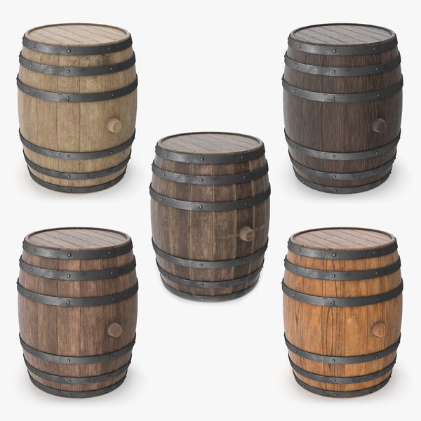 modelo 3d Wooden barrels set TurboSquid 2045582