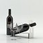 Set de alcohol n. ° 9: botella de vino tinto Cadaretta, vidrio, bandeja, soporte para vino \ soporte (modelos de polietileno alto listos para renderización interior).