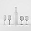 Set de alcohol n. ° 9: botella de vino tinto Cadaretta, vidrio, bandeja, soporte para vino \ soporte (modelos de polietileno alto listos para renderización interior).