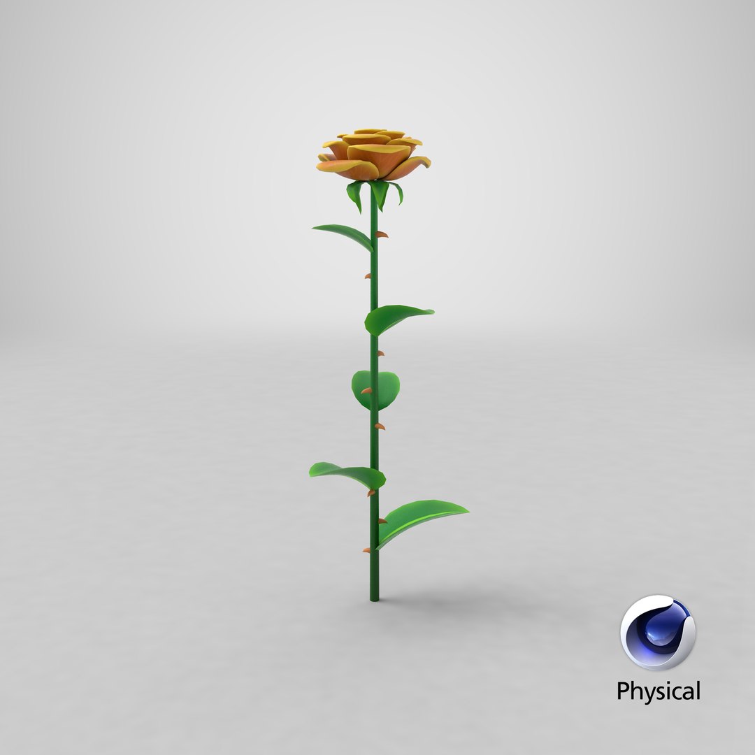 3D Cartoon Rose Flower 04 Model - TurboSquid 2051533