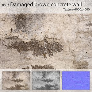 0082 Old damaged brown concrete wall