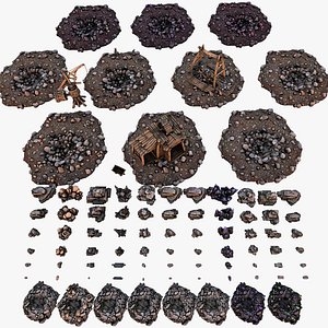 3D Mine Quarry Crane Industrial Set Crystal Ore model