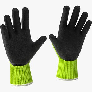 Safety Work Gloves Green Rigged for Maya
