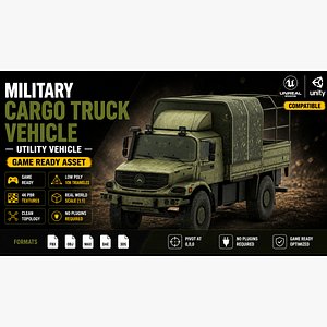 Military Cargo Truck Vehicle Military Army Game Ready model