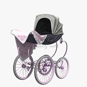 vintage baby stroller c4d