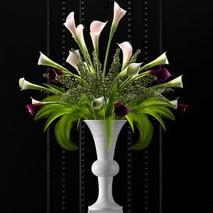 3d flower vase set 2 model
