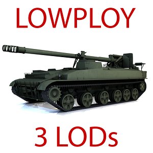 lowpoly 2S5 tank 2S5  Hyacinth-S  index GABTU - object 307 - Soviet Army 152-mm self-propelled gun