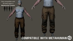 3D Construction Cargo Work Pants - MetaHuman Compatible Low-poly 3D model
