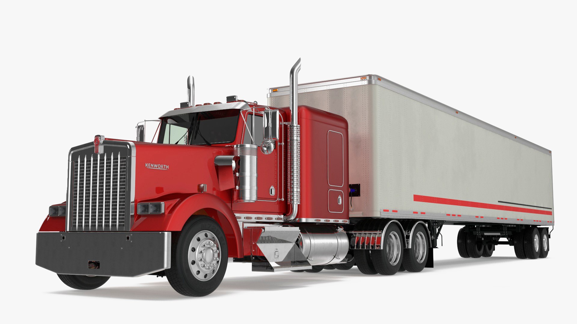 Semi Trailer Truck Kenworth W900 3D model preview