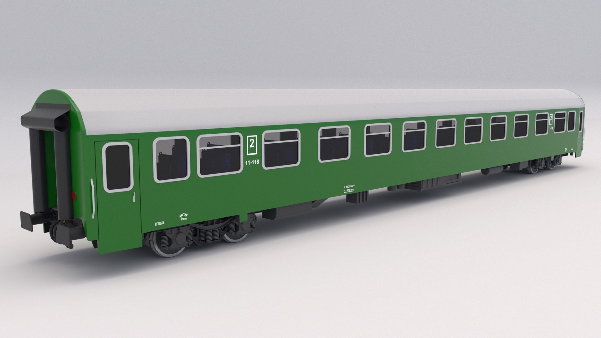 3D passenger train car green - TurboSquid 1639616