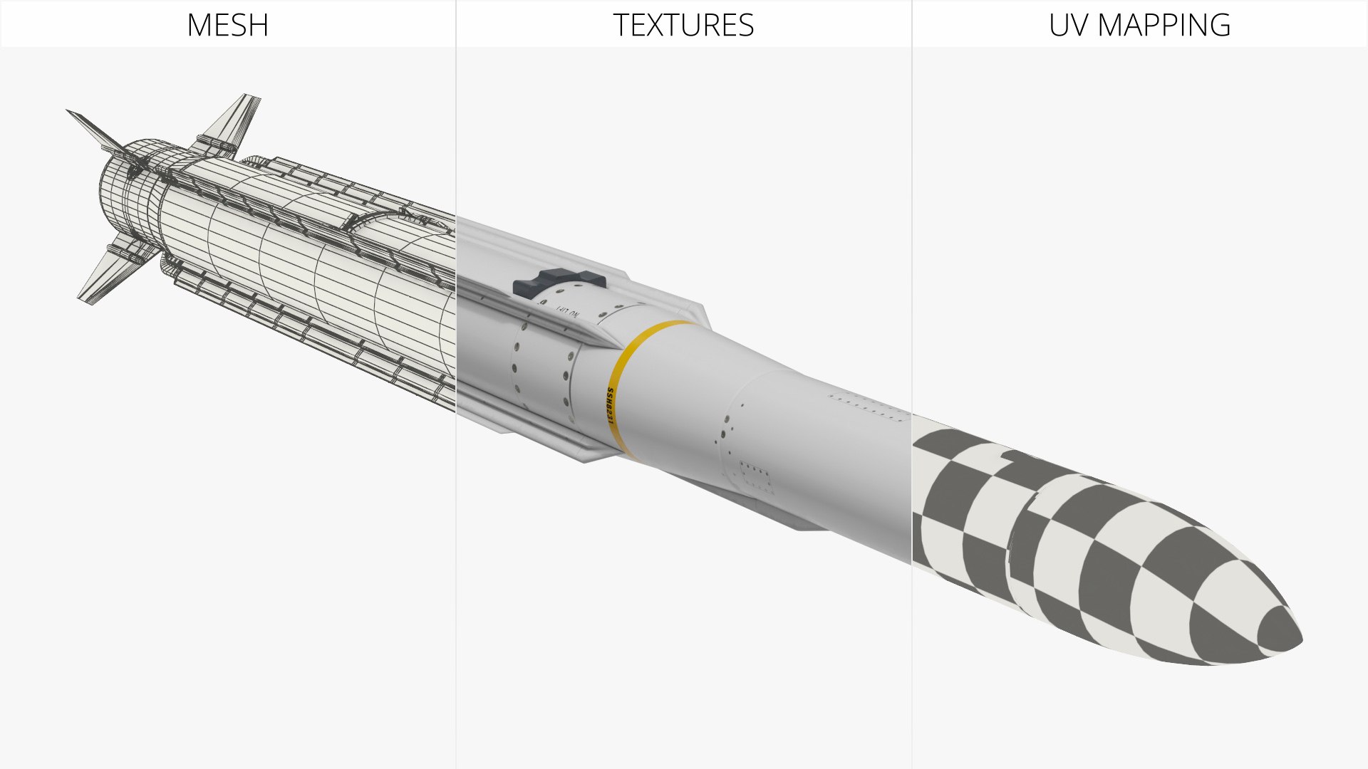 3D RIM-162 Evolved Sea Sparrow Missile https://p.turbosquid.com/ts-thumb/Sd/UvHVTE/Ql/rim162_evolved_sea_sparrow_missile_008/jpg/1783063030/1920x1080/fit_q87/4863e84e83fda6a1a22827f052796aaeb3e295b5/rim162_evolved_sea_sparrow_missile_008.jpg