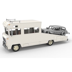 3D model Vintage Transporter truck for Race car Version 7 Scale 1 to 25