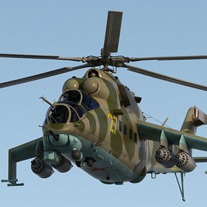 Mil Mi-24B Hind Attack Helicopter Rigged for Maya