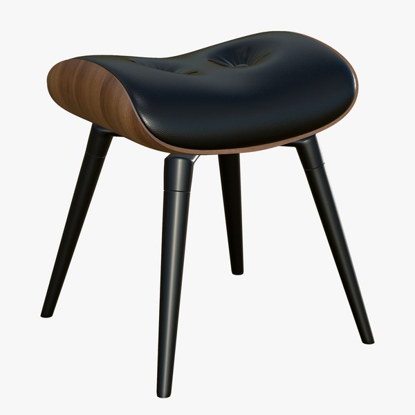 3D model Stool Chair Black Leather