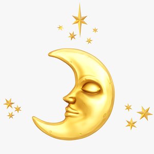 moon crescent face 3D model