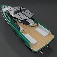 Wallytender 43 yacht  3D Rendering PBR
